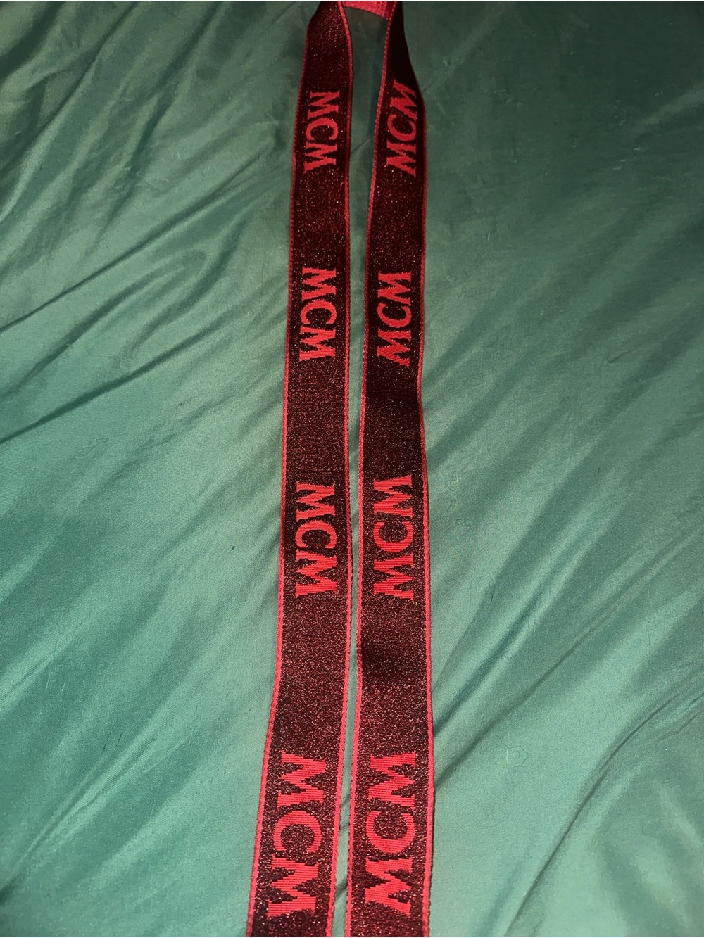 MCM Black and Red Logo Webbing Strap